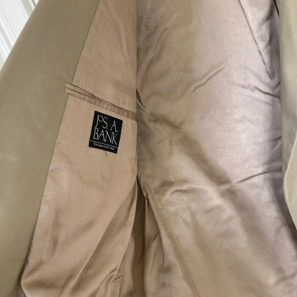 Jos A Bank Mens‎ Classic Tan Cotton Blend 2 Button Blazer Size 42R Office Career